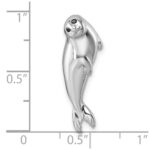 Sterling Silver Rhodium-plated Polished CZ Eye Harbor Seal Pendant - Image 5