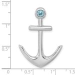 Sterling Silver Rhodium-Plated Polished Crystal Anchor Chain Slide - Image 5