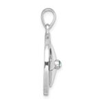 Sterling Silver Rhodium-Plated Polished Moveable Crystal Compass Pendant - Image 2