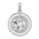 Sterling Silver Rhodium-Plated Polished Moveable Crystal Compass Pendant - Image 3