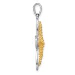 Sterling Silver Rhodium-plated Polished Gold-tone Star Fish Pendant - Image 2