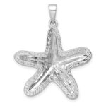 Sterling Silver Rhodium-plated Polished Gold-tone Star Fish Pendant - Image 3