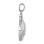 Sterling Silver Rhodium-plated Polished CZ Scallop Shell Pendant - Image 2