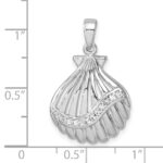 Sterling Silver Rhodium-plated Polished CZ Scallop Shell Pendant - Image 5