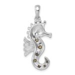 Sterling Silver Rhodium-plated Polished Multi-Color Crystal Seahorse Pendant - Image 3