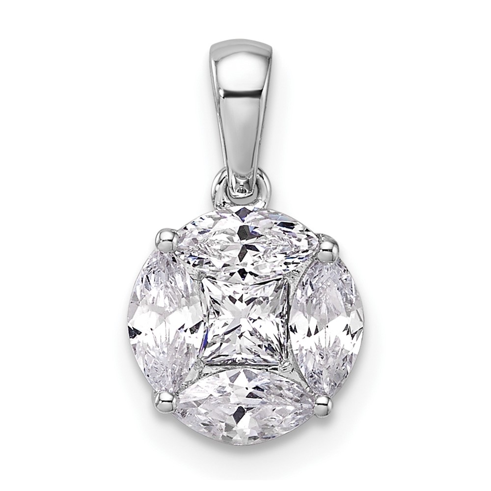 PM10163-098-WAA.jpg 14k White Gold 1 carat Lab Grown Diamond VS/SI+ G+ Round and Marquise Pendant - Image 1