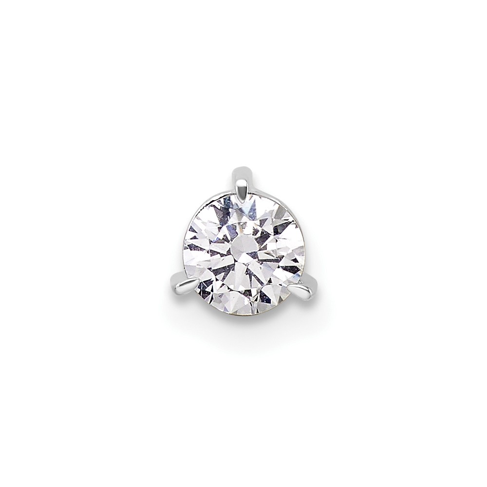 PM10231-035-WAA.jpg 14k White Gold 3/8 carat Lab Grown Diamond VS/SI+ G+ Round Complete Three Prong Chain Slide Pendant - Image 1