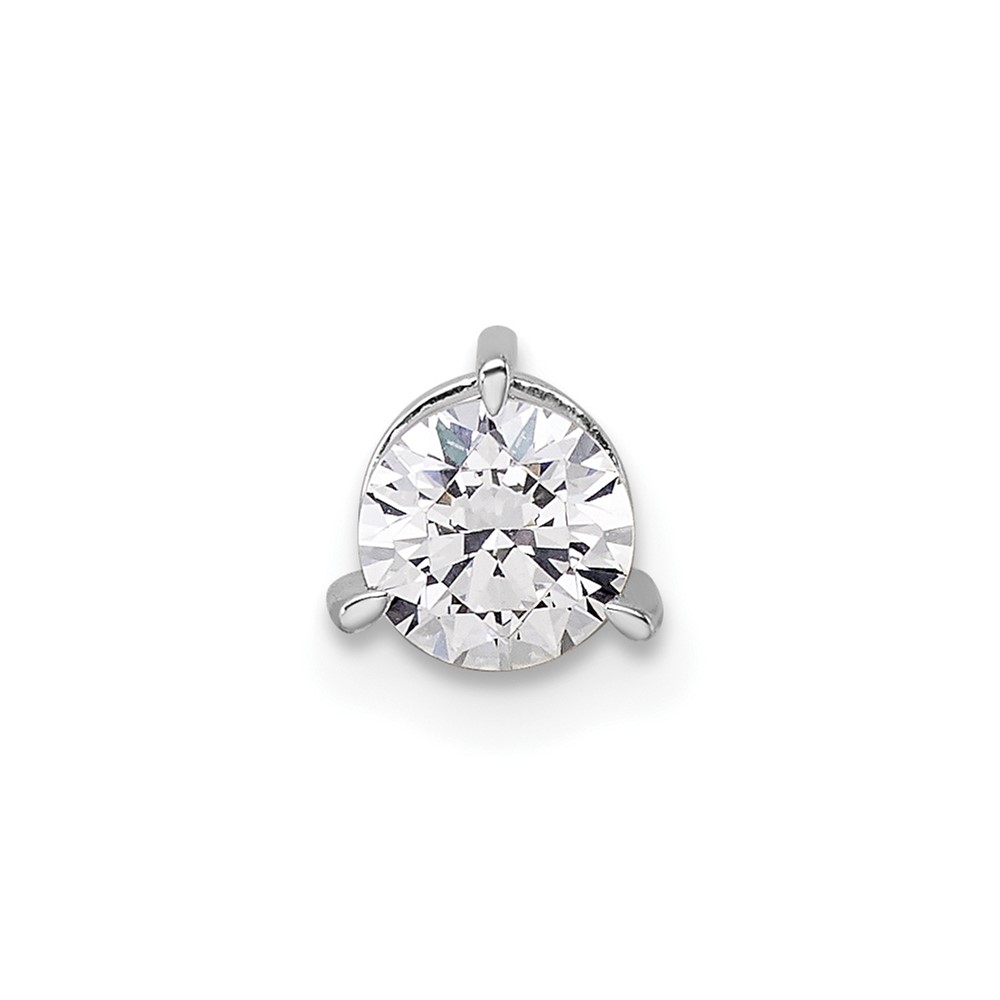 PM10231-050-WAA.jpg 14k White Gold 1/2 carat Lab Grown Diamond VS/SI+ G+ Round Complete Three Prong Chain Slide Pendant - Image 1