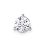 14k White Gold 3/4 carat Lab Grown Diamond VS/SI+ G+ Round Complete Three Prong Chain Slide Pendant