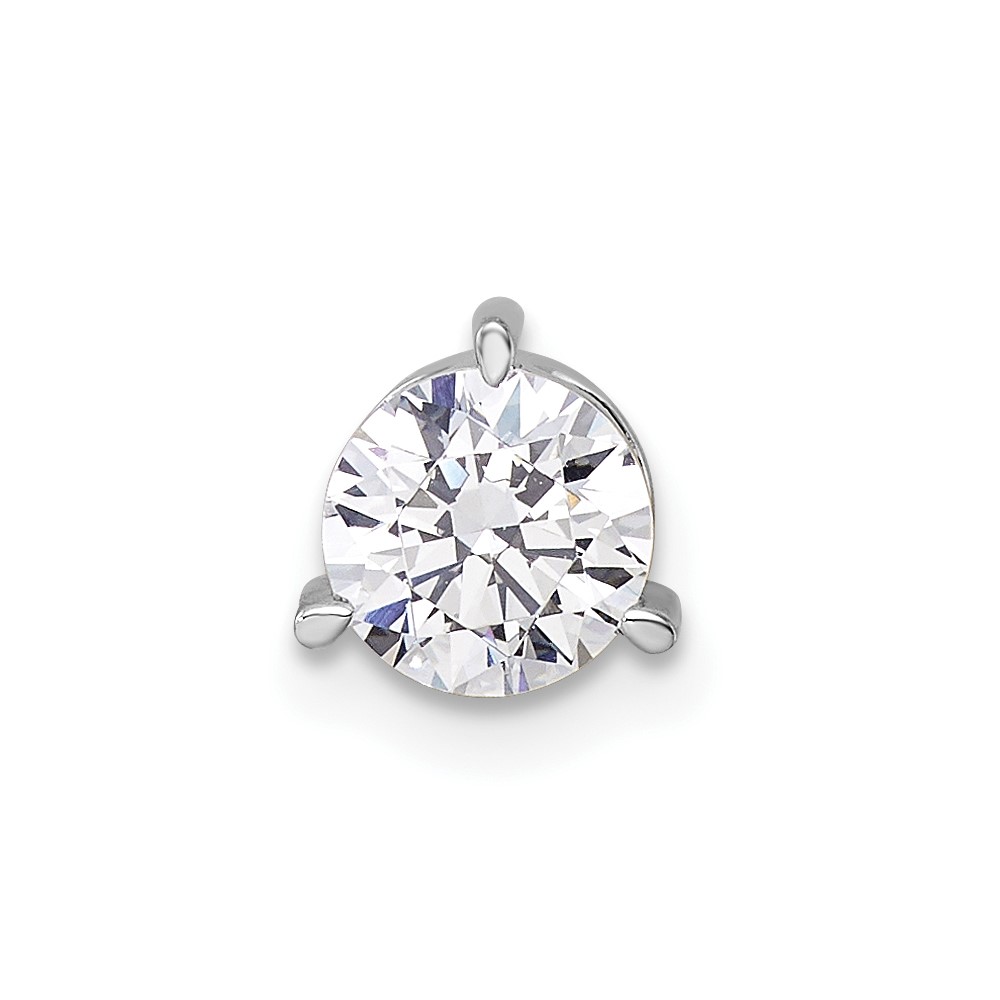 PM10231-075-WAA.jpg 14k White Gold 3/4 carat Lab Grown Diamond VS/SI+ G+ Round Complete Three Prong Chain Slide Pendant - Image 1