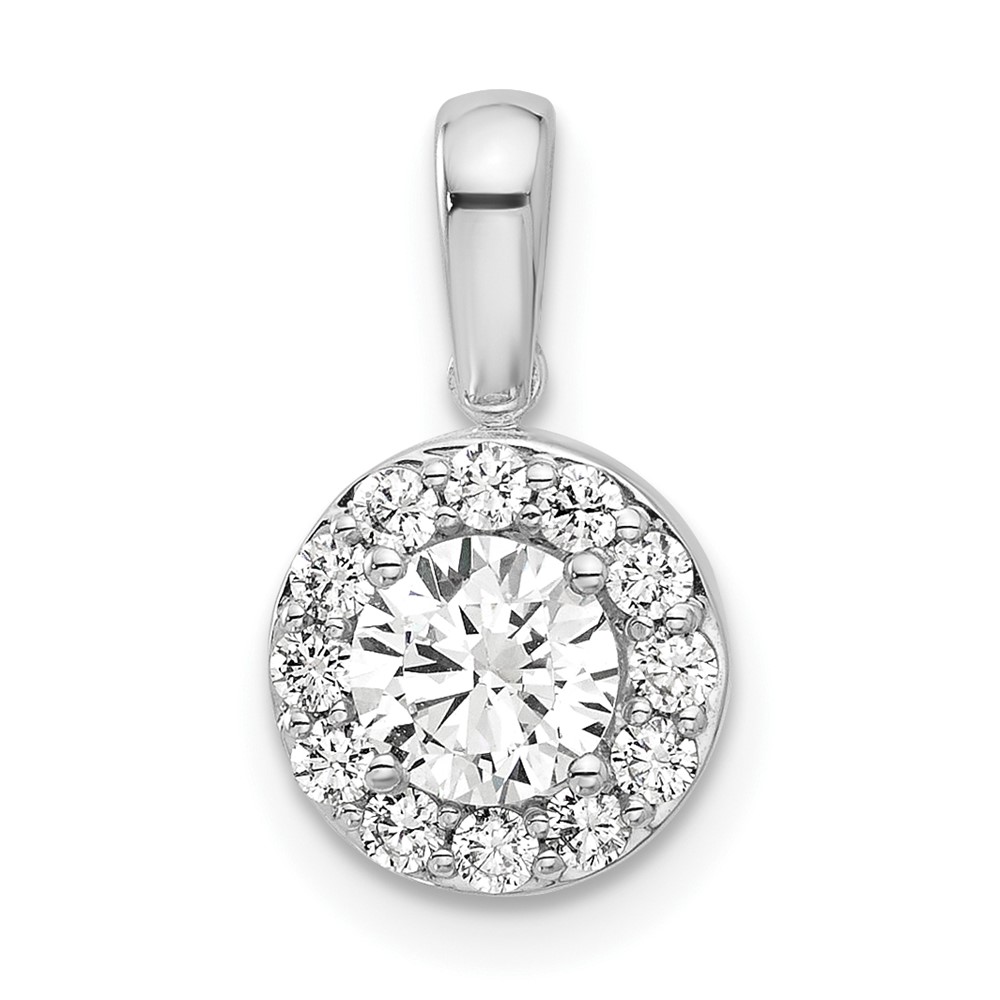 PM10233-075-WAA.jpg 14k White Gold 3/4 carat Lab Grown Diamond VS/SI+ G+ Round Complete Halo Pendant - Image 1