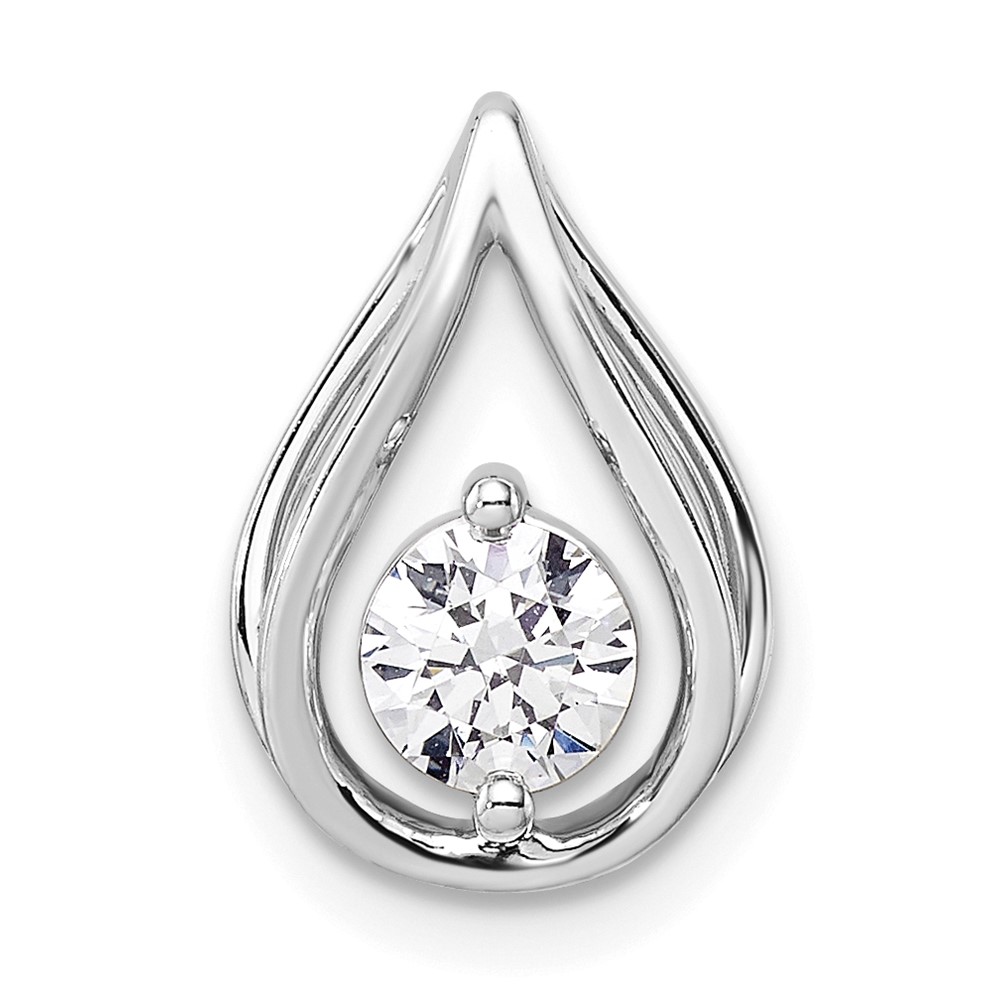 PM10238-053-WAA.jpg 14k White Gold 1/2 carat Lab Grown Diamond VS/SI+ G+ Complete Teardrop Chain Slide Pendant - Image 1