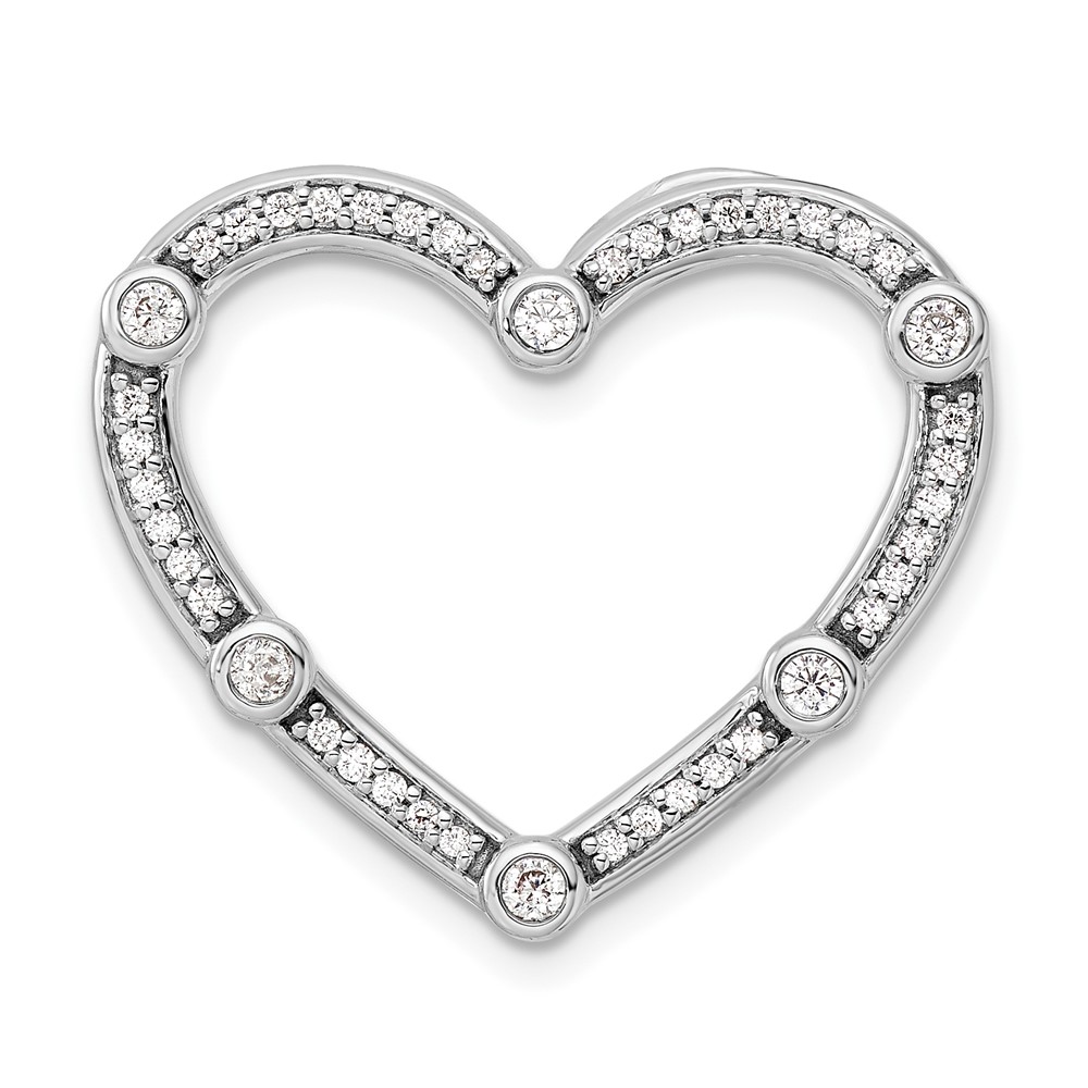 PM10251-032-WAA.jpg 14k White Gold 1/3 carat Lab Grown Diamond VS/SI+ G+ Complete Open Heart Chain Slide Pendant - Image 1