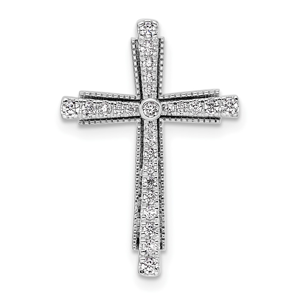 PM10255-025-WAA.jpg 14k White Gold 1/4 carat Lab Grown Diamond VS/SI+ G+ Complete Cross Chain Slide Pendant - Image 1