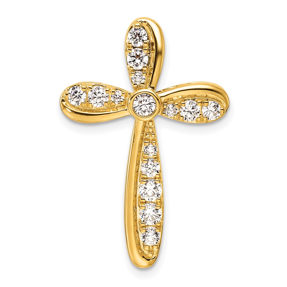 PM10257-074-YAA.jpg 14k 3/4 carat Lab Grown Diamond VS/SI+ G+ Complete Cross Chain Slide Pendant - Image 1