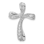 14k White Gold 5/8 carat Lab Grown Diamond VS/SI+ G+ Complete Cross Chain Slide Pendant