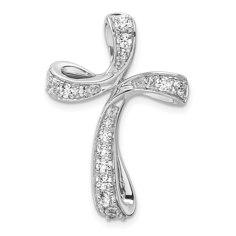 PM10258-058-WAA.jpg 14k White Gold 5/8 carat Lab Grown Diamond VS/SI+ G+ Complete Cross Chain Slide Pendant - Image 1