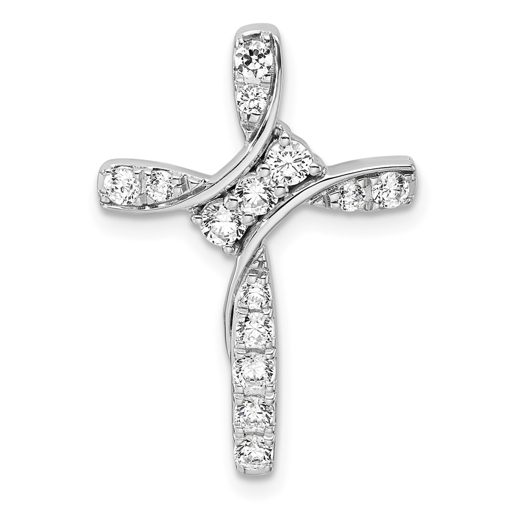 PM10260-050-WAA.jpg 14k White Gold 1/2 carat Lab Grown Diamond VS/SI+ G+ Complete Cross Chain Slide Pendant - Image 1