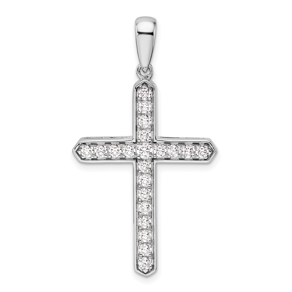 PM10261-075-WAA.jpg 14k White Gold 3/4 carat Lab Grown Diamond VS/SI+ G+ Complete Cross Pendant - Image 1
