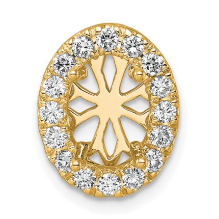 14k 1/2 carat Lab Grown Diamond VS/SI+ G+ Oval Semi Mount 9.9x6.9mm Center Halo Chain Slide Pendant