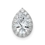 14k White Gold 3/8 carat Lab Grown Diamond VS/SI+ G+ Semi Mount Holds 10.7x7mm Pear Center Halo Chain Slide Pendant - Image 4