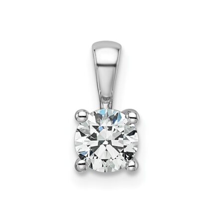 14k White Gold 1/2 carat Lab Grown Diamond VS/SI+ G+ Round Complete Four Prong Pendant