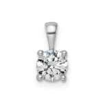 14k White Gold 3/4 carat Lab Grown Diamond VS+ F+ Round Complete Four Prong Pendant