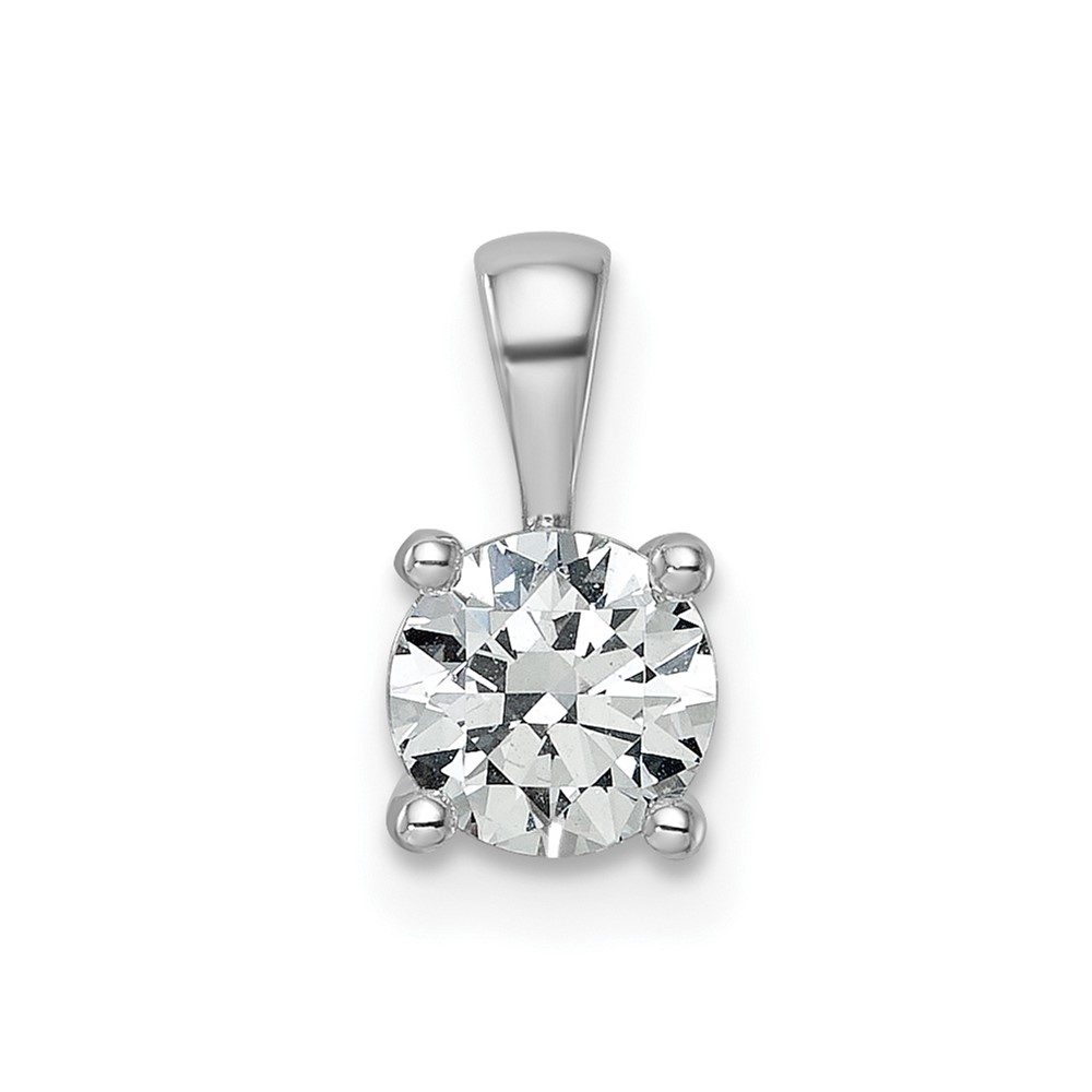 PM10290-075-WAA.jpg 14k White Gold 3/4 carat Lab Grown Diamond VS+ F+ Round Complete Four Prong Pendant - Image 1