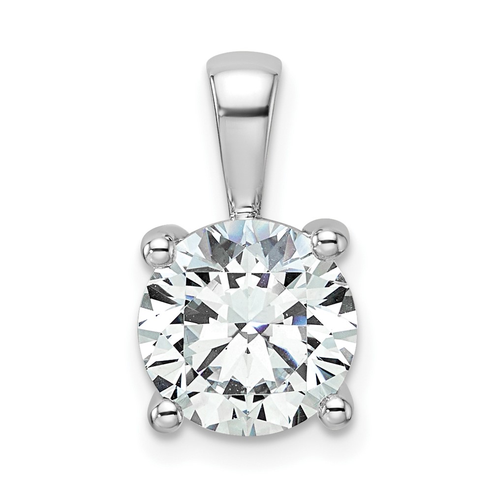 PM10290-250-WAA.jpg 14k White Gold 2 1/2 carat Certified Lab Grown Diamond VS+ F+ Round Complete Four Prong Pendant - Image 1