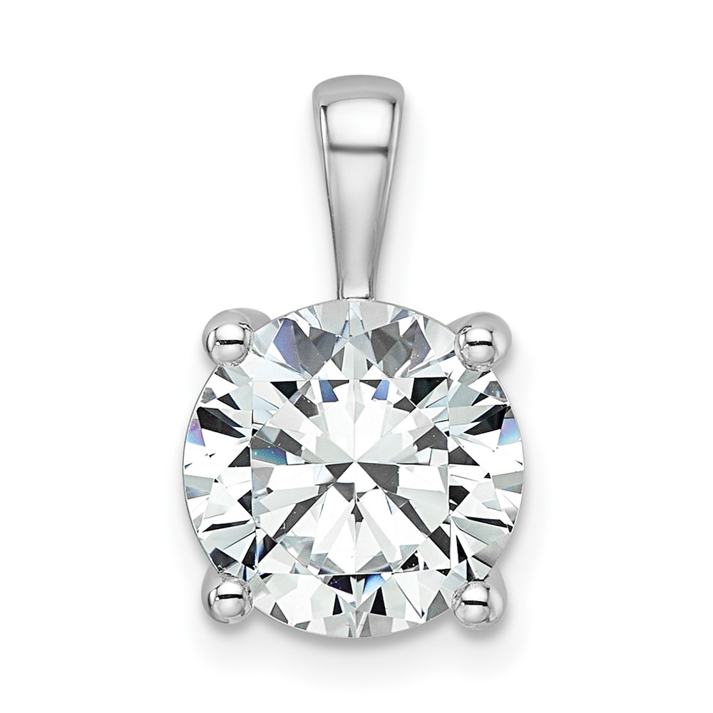 PM10290-300-WAA.jpg 14k White Gold 3 carat Lab Grown Diamond VS+ F+ Round Complete Four Prong Pendant - Image 1