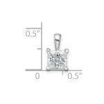 14k White Gold 1 carat Lab Grown Diamond VS/SI+ G+ Princess Complete Four Prong Pendant - Image 5