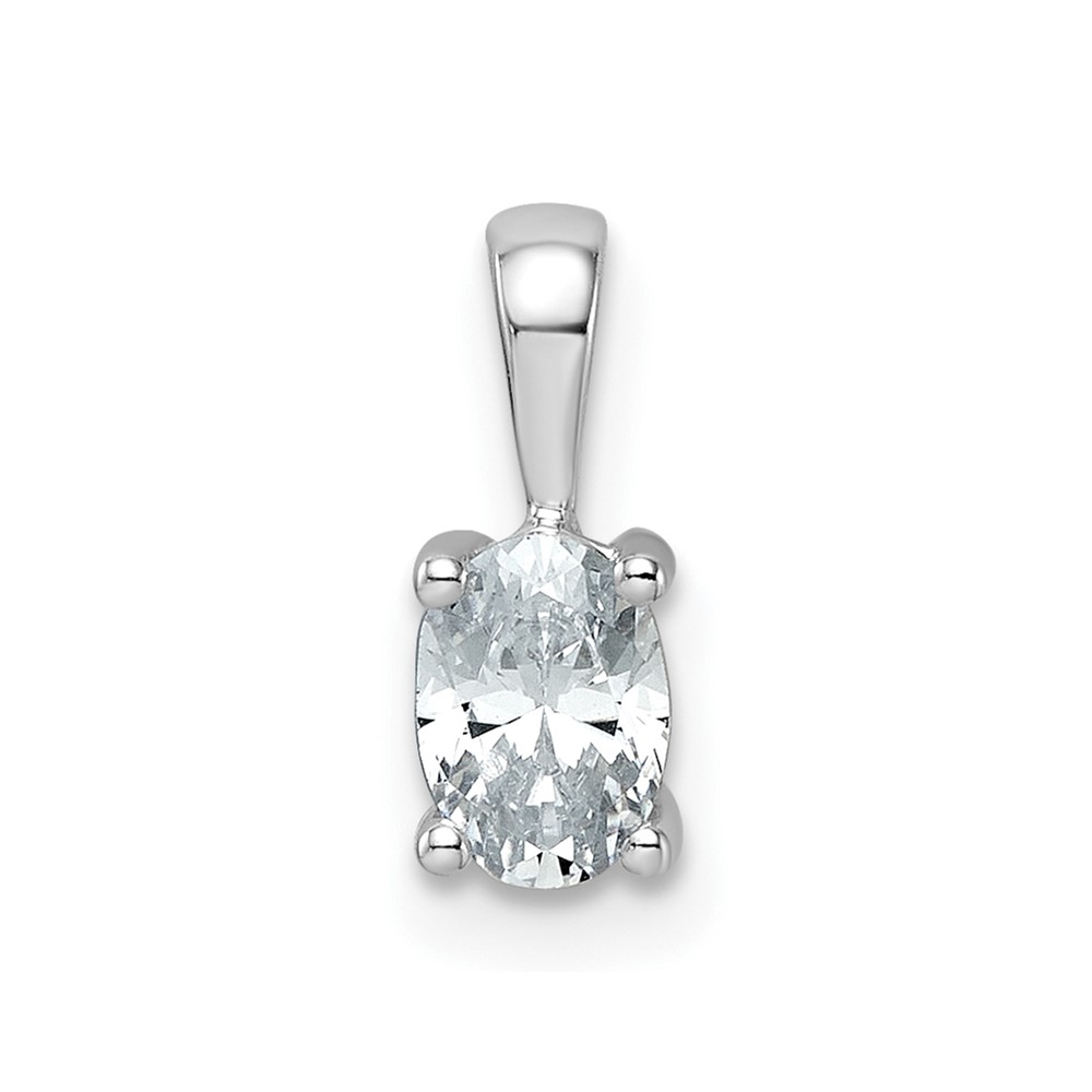 PM10292-050-WAA.jpg 14k White Gold 1/2 carat Lab Grown Diamond VS/SI+ G+ Oval Complete Four Prong Pendant - Image 1