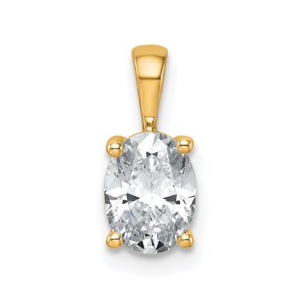 14k 1 carat Lab Grown Diamond VS+ F+ Oval Complete Four Prong Pendant