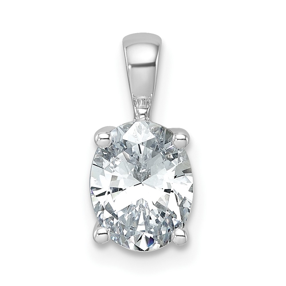 PM10292-150-WAA.jpg 14k White Gold 1 1/2 carat Lab Grown Diamond VS/SI+ G+ Oval Complete Four Prong Pendant - Image 1