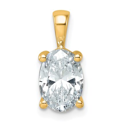 14k 2 carat Lab Grown Diamond VS+ F+ Oval Complete Four Prong Pendant