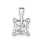 14k White Gold 1 carat Lab Grown Diamond VS+ F+ Cushion Complete Four Prong Pendant - Image 3