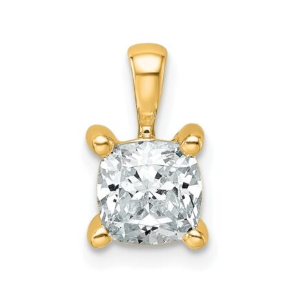 14k 1 carat Lab Grown Diamond VS/SI+ G+ Cushion Complete Four Prong Pendant