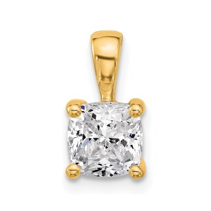 14k 1 1/2 carat Lab Grown Diamond VS+ F+ Cushion Complete Four Prong Pendant
