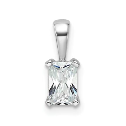 14k White Gold 1/2 carat Lab Grown Diamond VS/SI+ G+ Radiant Complete Four Prong Pendant