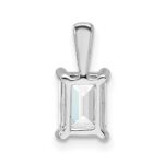 14k White Gold 1 carat Lab Grown Diamond VS+ F+ Emerald Complete Four Prong Pendant - Image 3
