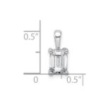 14k White Gold 1 carat Lab Grown Diamond VS/SI+ G+ Emerald Complete Four Prong Pendant - Image 5