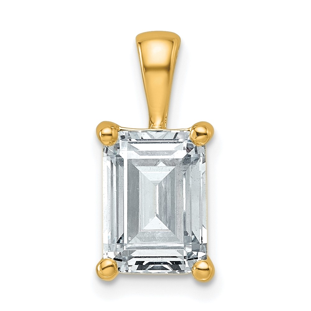 PM10295-250-YAA-1.jpg 14k 2 1/2 carat Lab Grown Diamond VS/SI+ G+ Emerald Complete Four Prong Pendant - Image 1