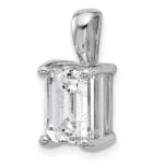 14k White Gold 3 carat Lab Grown Diamond VS/SI+ G+ Emerald Complete Four Prong Pendant - Image 4