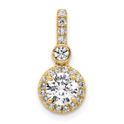 14k 1 carat Certified Lab Grown Diamond VS+ F+ Round Complete Halo Pendant