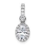 14k White Gold 1 carat Lab Grown Diamond VS/SI+ G+ Oval Complete Halo Pendant