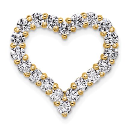 14k 1 1/2 carat Lab Grown Diamond VS/SI+ G+ Complete Heart Chain Slide Pendant