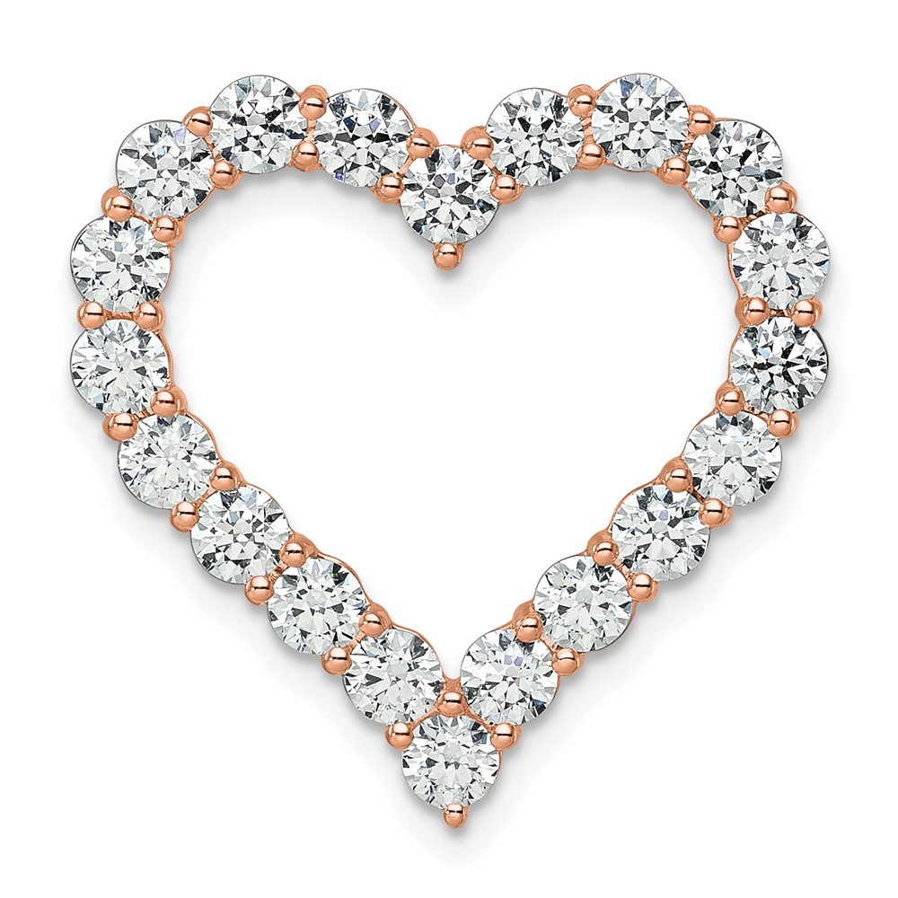 PM10444-RAA.jpg 14k Rose Gold 3 carat Lab Grown Diamond VS/SI+ G+ Complete Heart Chain Slide Pendant - Image 1