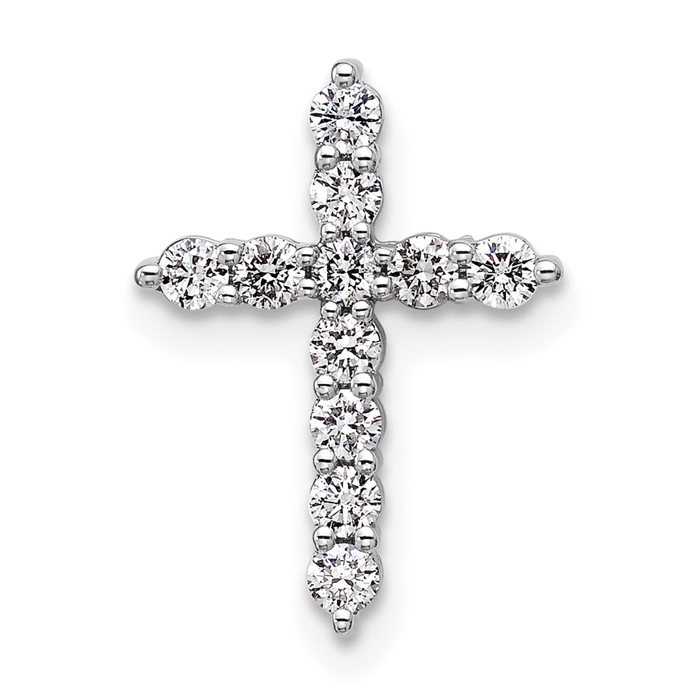 PM10446-WAA.jpg 14k White Gold 1/3 carat Lab Grown Diamond VS/SI+ G+ Complete Cross Chain Slide Pendant - Image 1