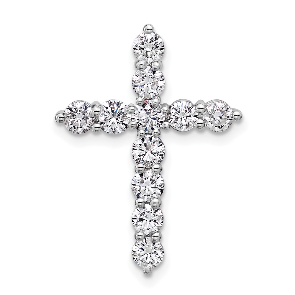 PM10449-WAA.jpg 14k White Gold 1 1/2 carat Lab Grown Diamond VS/SI+ G+ Complete Cross Chain Slide Pendant - Image 1