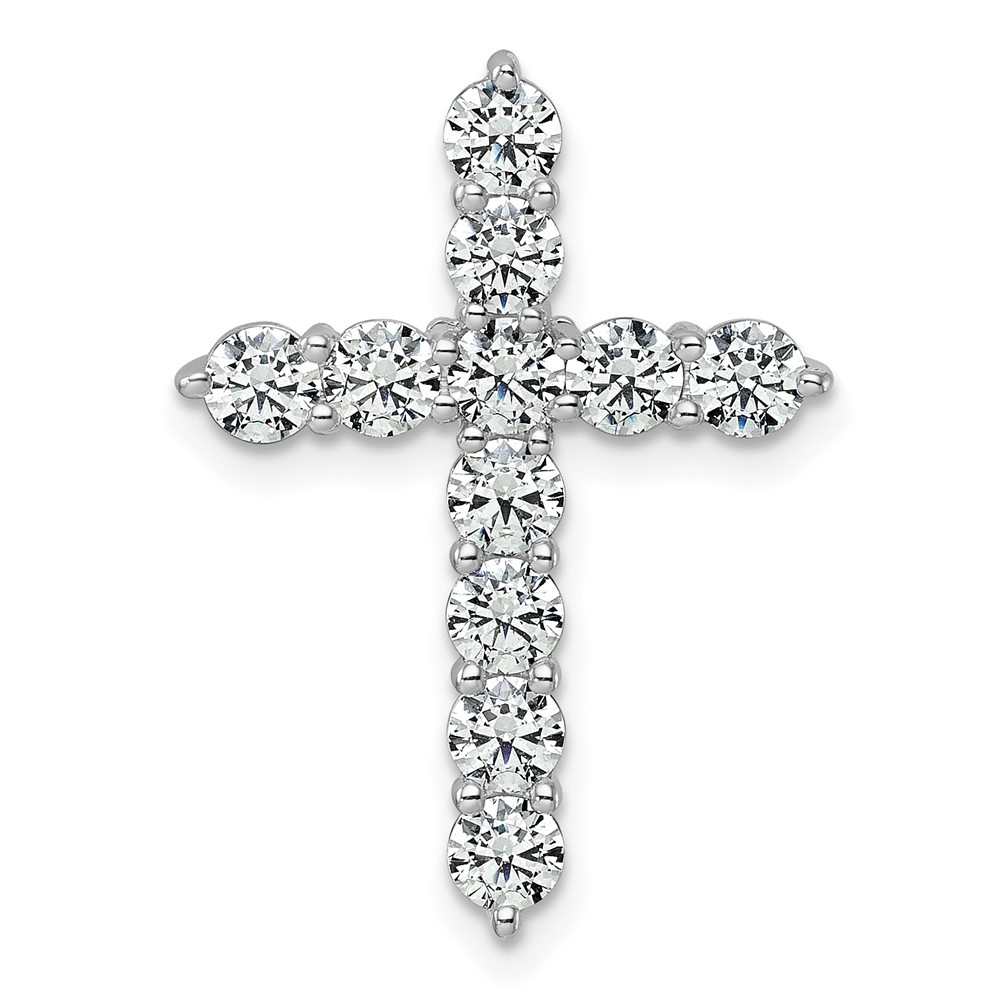 PM10450-WAA.jpg 14k White Gold 2 carat Lab Grown Diamond VS/SI+ G+ Complete Cross Chain Slide Pendant - Image 1
